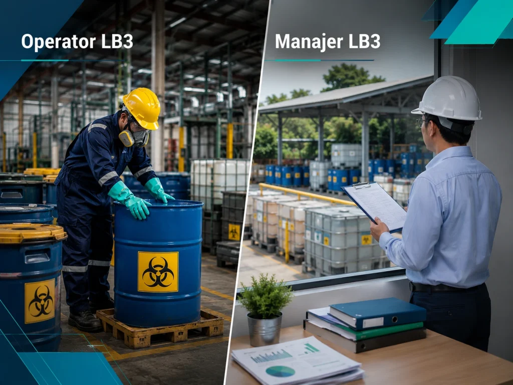 Perbandingan peran Operator dan Manajer LB3 di fasilitas industri